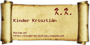 Kinder Krisztián névjegykártya